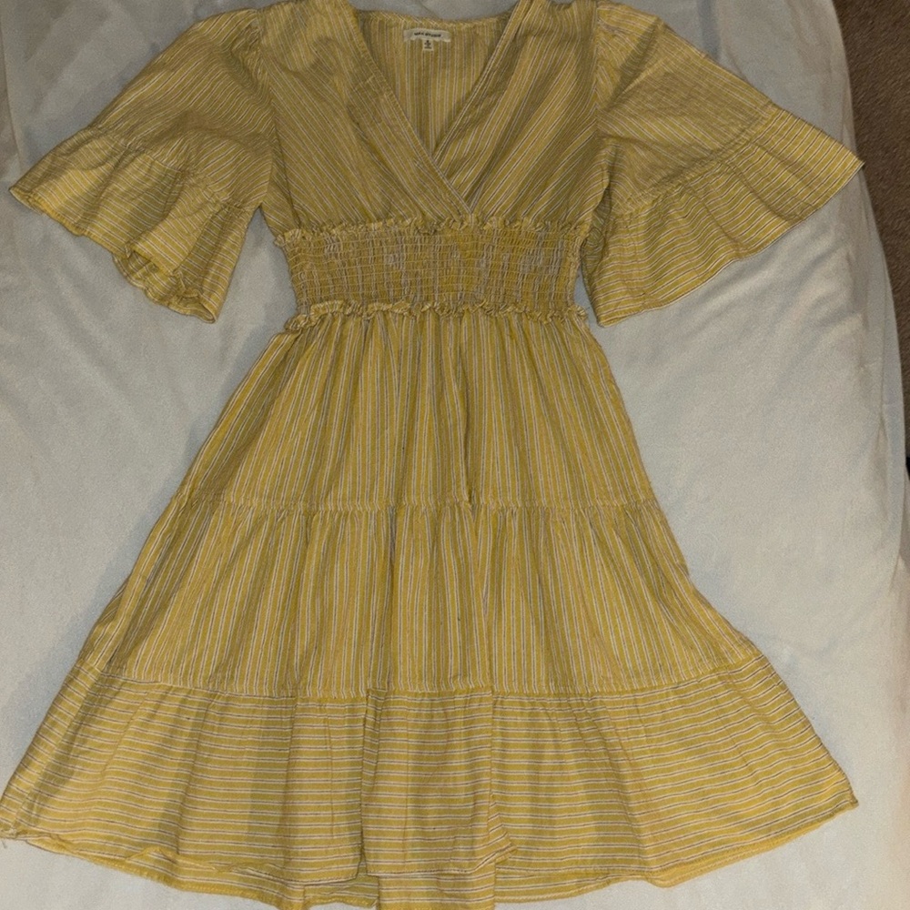Max Studio Women’s Yarn Dye 3/4-Sleeve Mini Dress, Yellow size Small (like new) - Picture 16 of 16